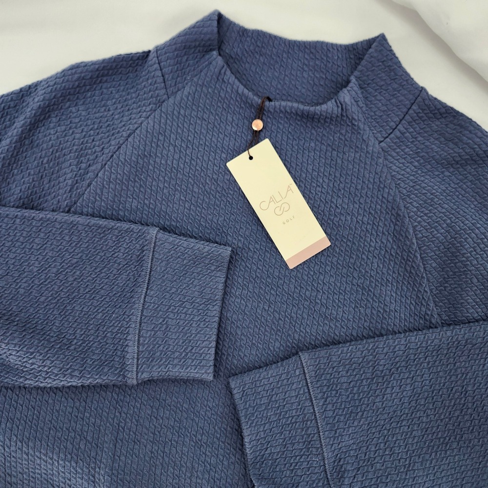 Calia Golf NWT Womens Texture LS Mock Pullover Size XXL Ardosia Slate Active